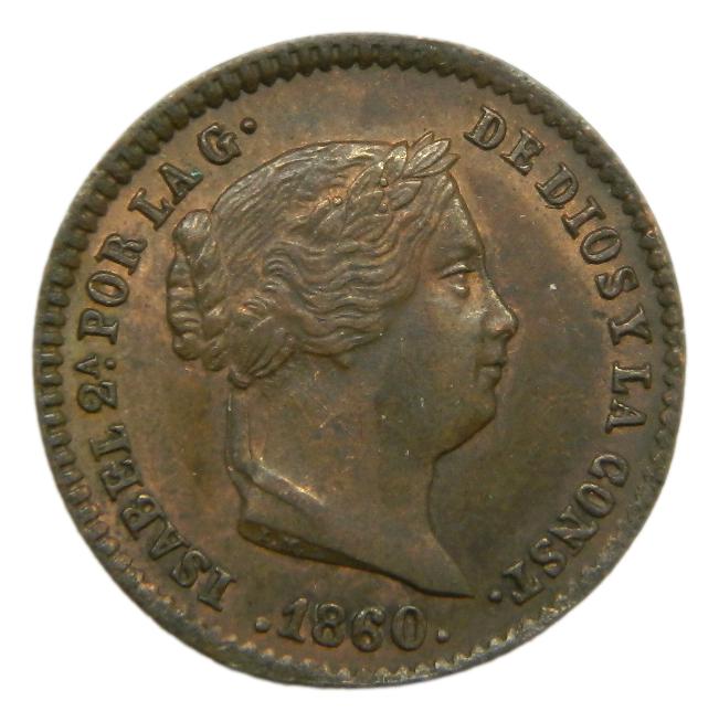 1860 - ISABEL II - 5 CENTIMOS DE REAL - SEGOVIA