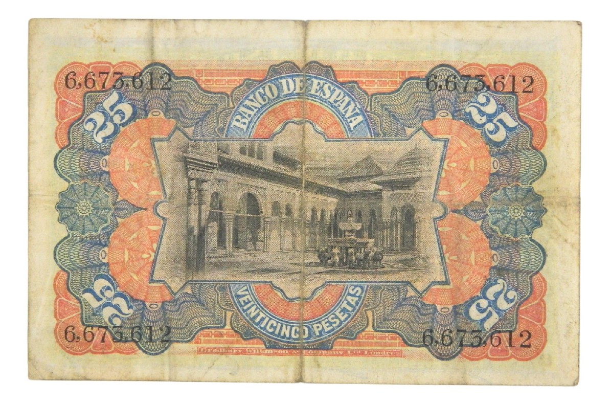 1907 - ESPAÑA - BILLETE - 25 PESETAS - MADRID - BC