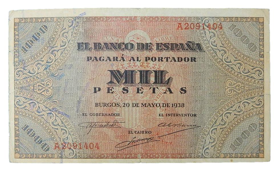 1938 - ESPAÑA - BILLETE 1000 PESETAS - BURGOS- BC