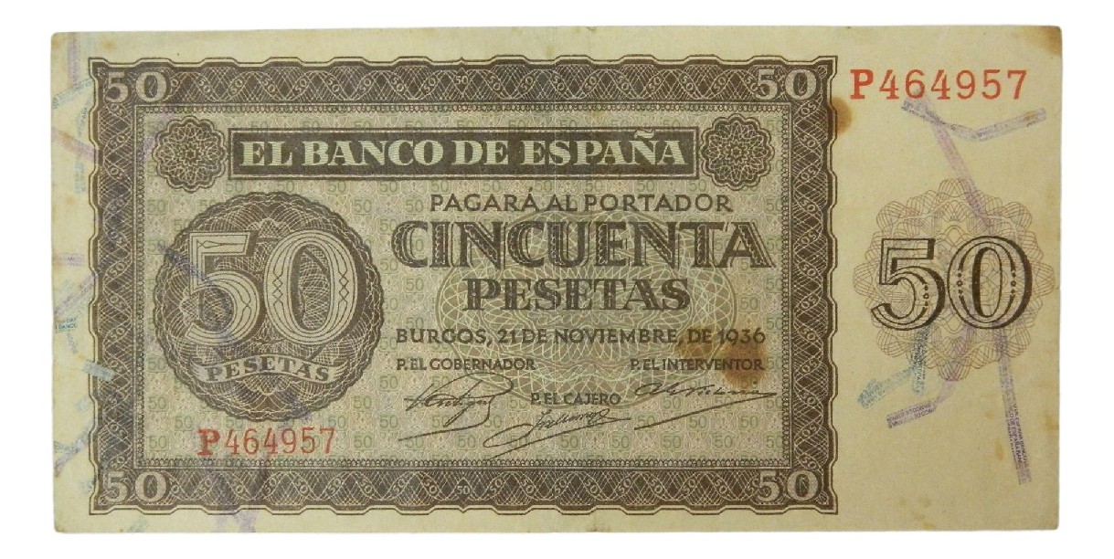 1936 - ESPAÑA - BILLETE - 50 PESETAS - BURGOS - BC