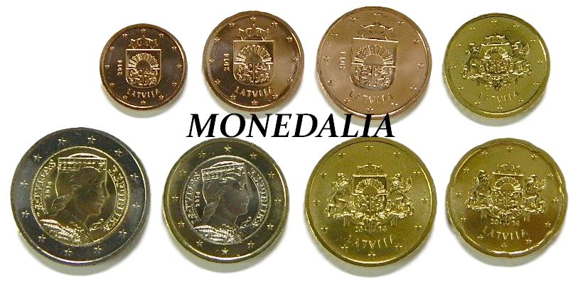 2014 - LETONIA - EUROS - 8 MONEDAS - TIRA