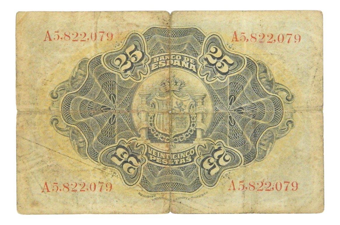 1906 - ESPAÑA - BILLETE - 25 PESETAS -  BC-
