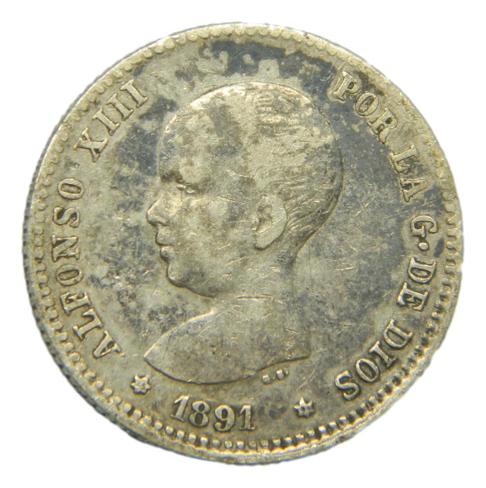 1891 - ALFONSO XIII - 1 PESETA - * 18-91 - PGM - MBC