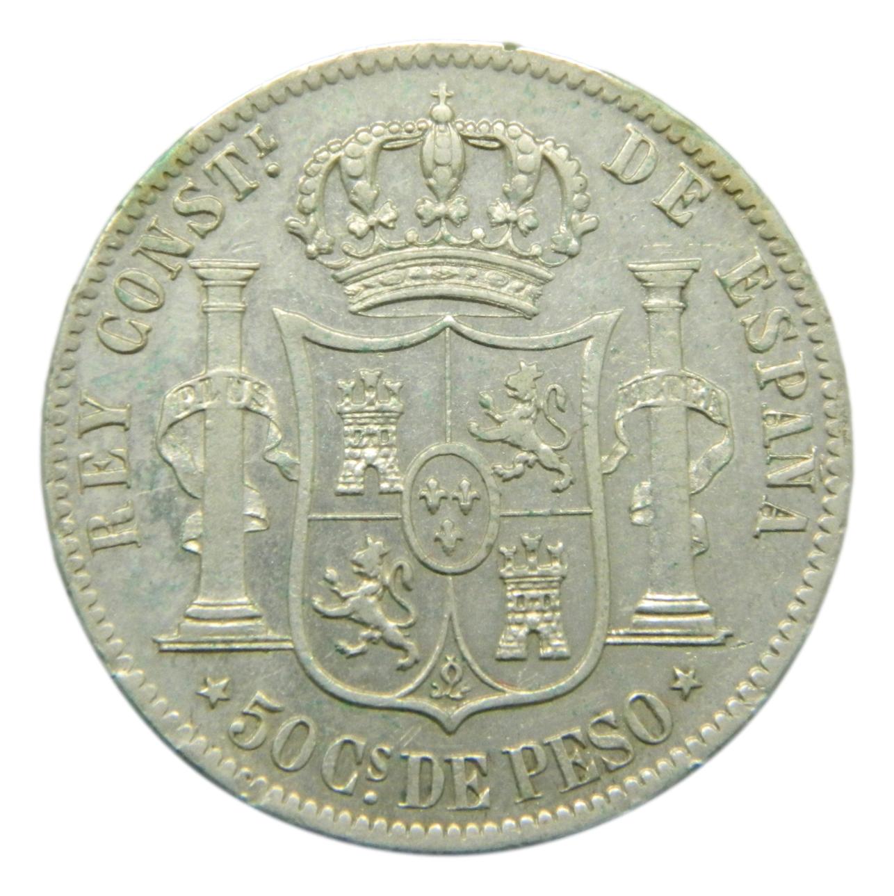 1885 - ALFONSO XII - 50 CENTAVOS DE PESO - MANILA - EBC+ - S9/337
