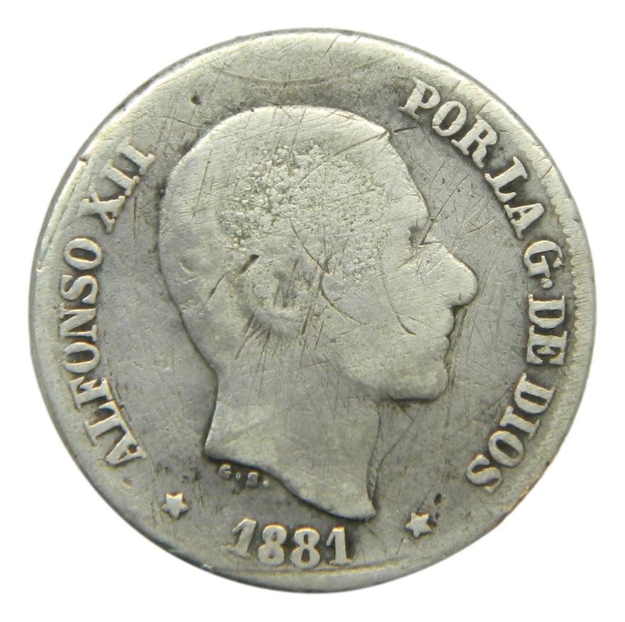 1881 - ALFONSO XII - 10 CENTAVOS DE PESO - MANILA  - BC-