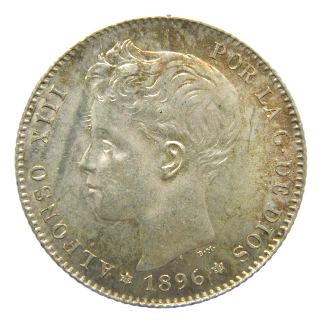 1896 *18-96 - ALFONSO XIII - 1 PESETA - PGV - SC