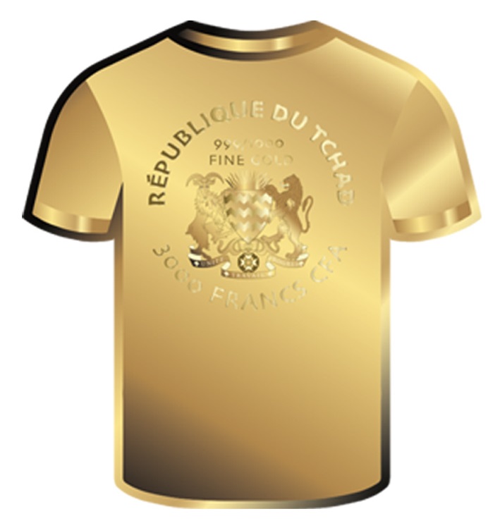 CAMISETA ESPAÑA - MONEDA DE ORO FINO - 1/1000 OZ - 3000 FRANCS CFA - TCHAD - ESTUCHE