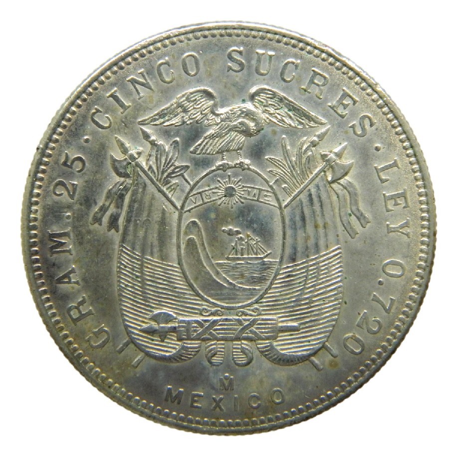 1943 - ECUADOR - 5 SUCRES - PLATA