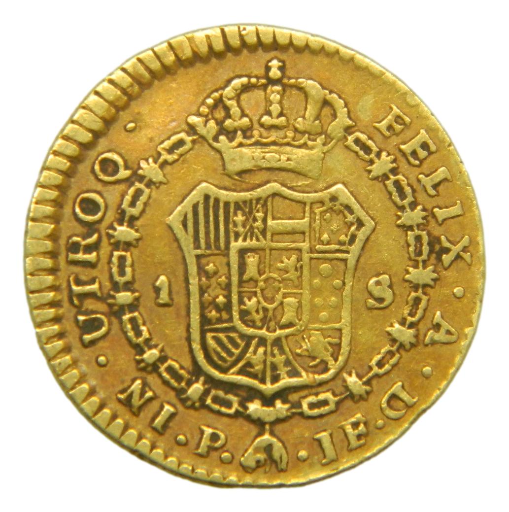 1796 JF - CARLOS IV - 1 ESCUDO - POPAYAN - MBC