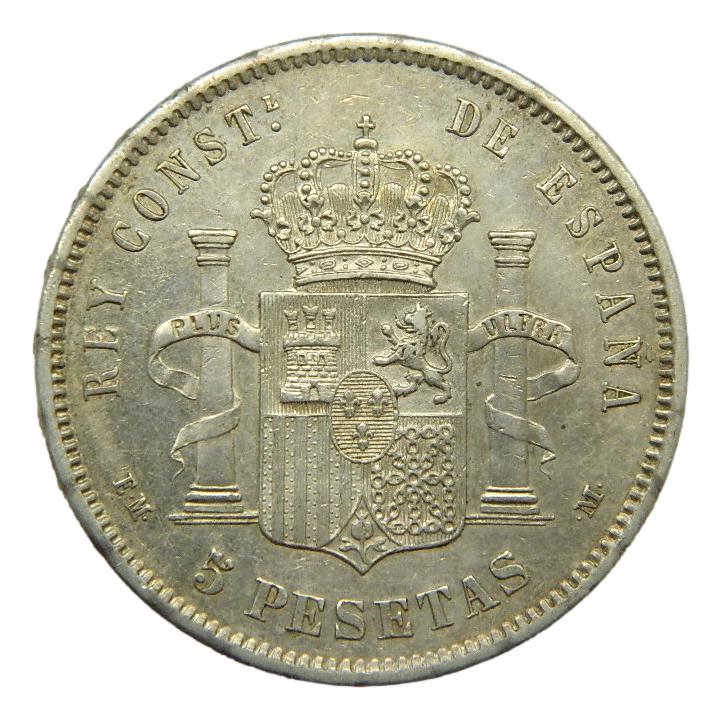 1878 *18-78 - ALFONSO XII - 5 PESETAS - EMM - PLATA