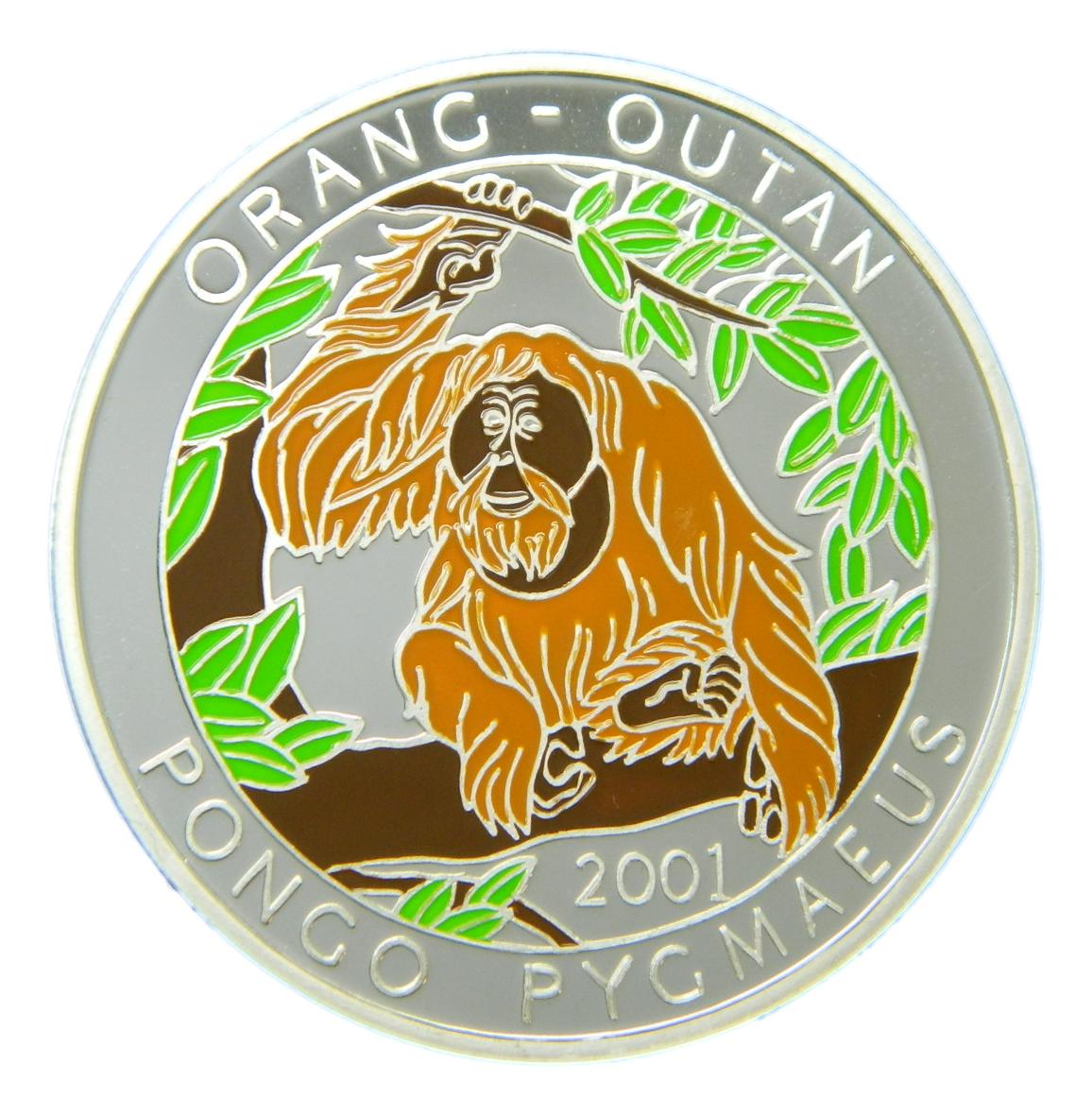2001 - TCHAD - 1000 FRANCS - ORANGUTAN - PLATA PROOF
