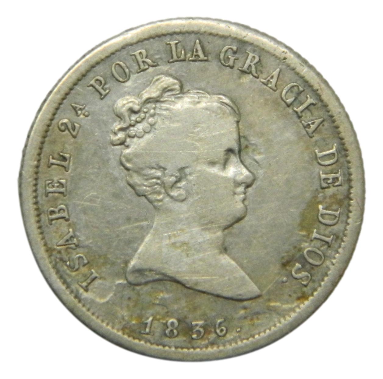 1836 CR - ISABEL II - 2 REALES - MADRID - MBC-