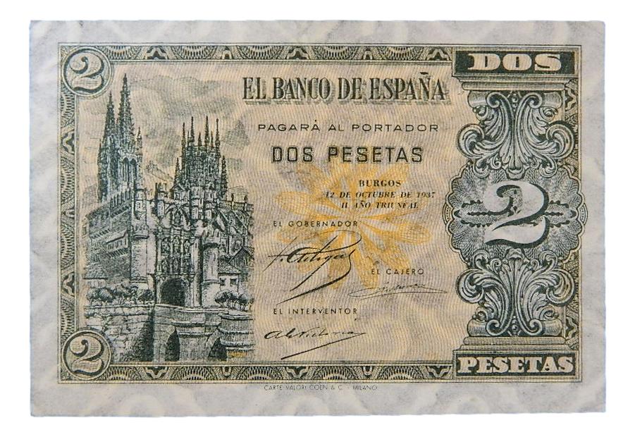 1937 - ESPAÑA - BILLETE - 2 PESETAS - 12 DE OCTUBRE - MBC