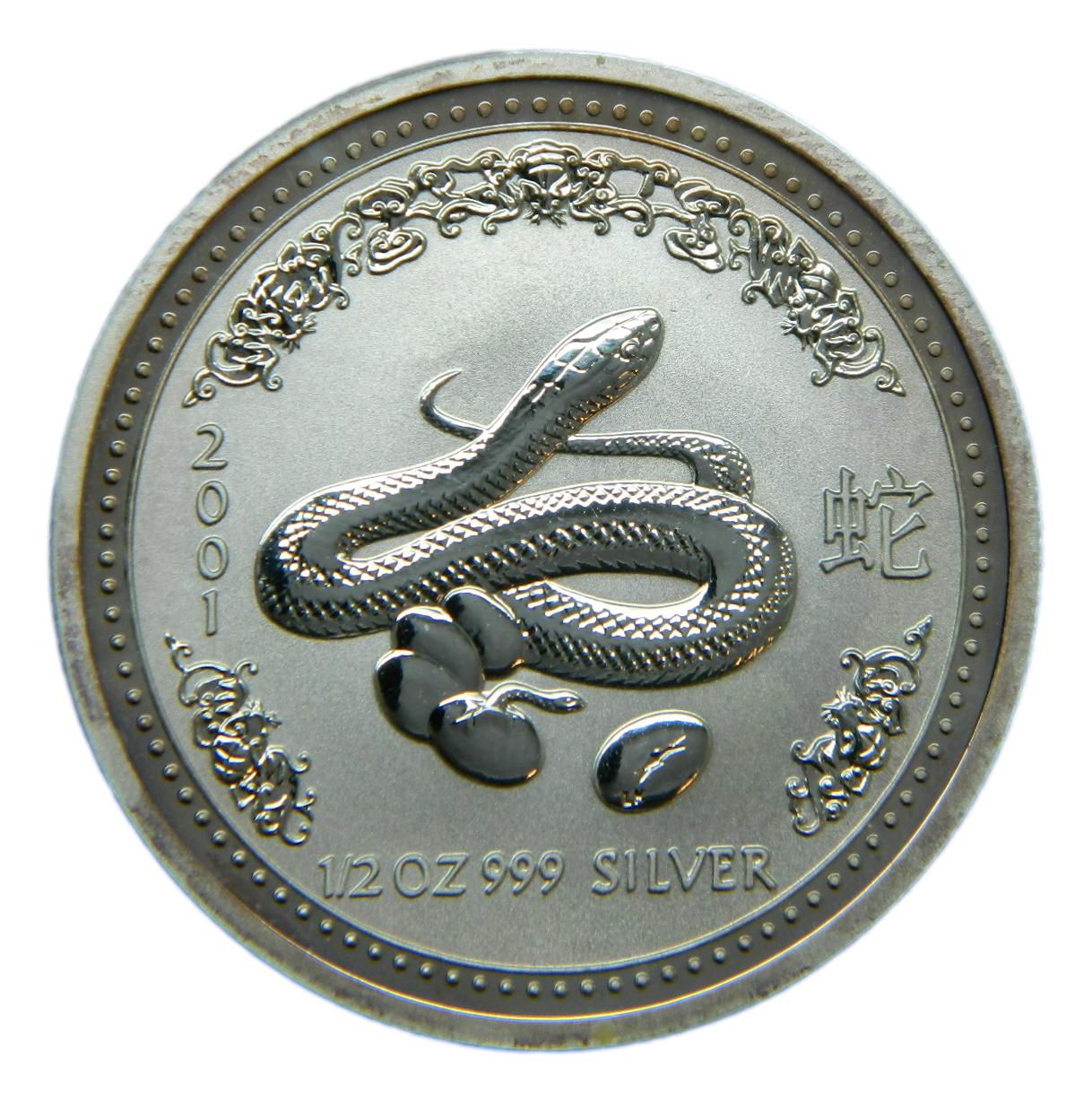 2001 - AUSTRALIA - 1/2 OZ 999 - 50 CENTS - SERPIENTE
