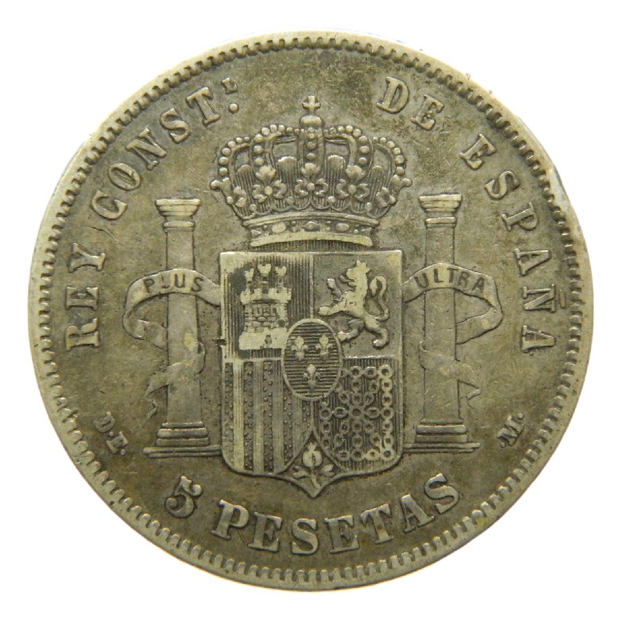 1878 - ALFONSO XII - 5 PESETAS - DEM - PLATA - BC