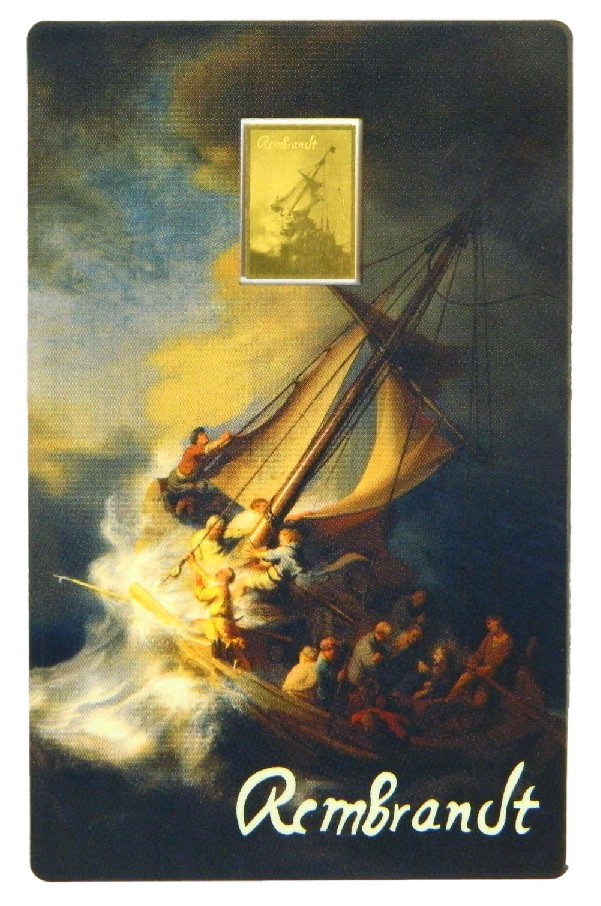 LA TORMENTA EN EL MAR DE GALILEA - REMBRANDT - MONEDA DE ORO 999/1000 - 3000 FRANCS CFA - COINCARD