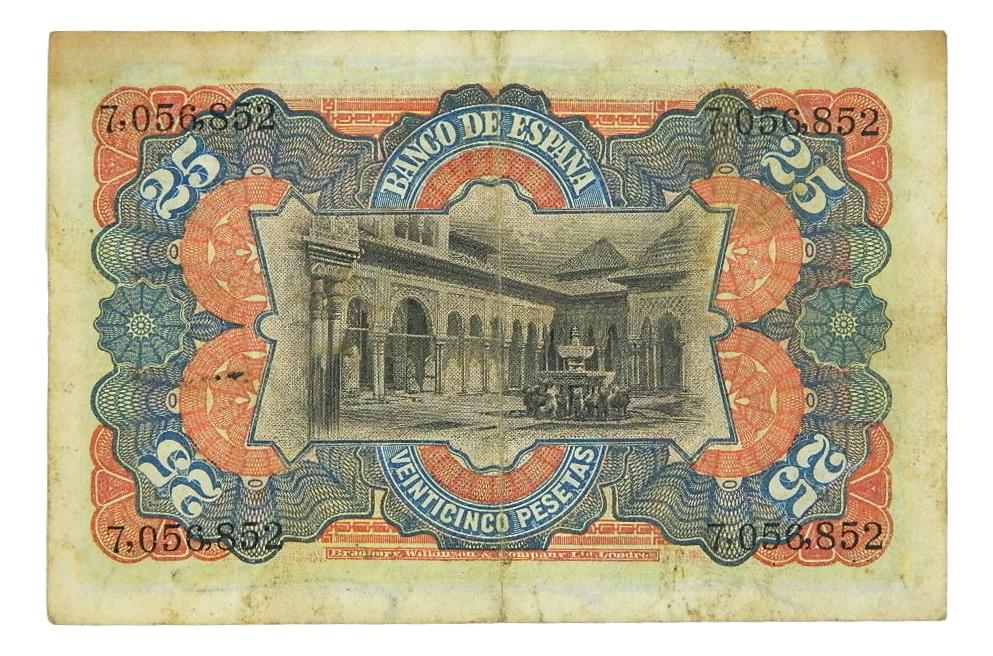 1907 - ESPAÑA - BILLETE - 25 PESETAS - MADRID - BC