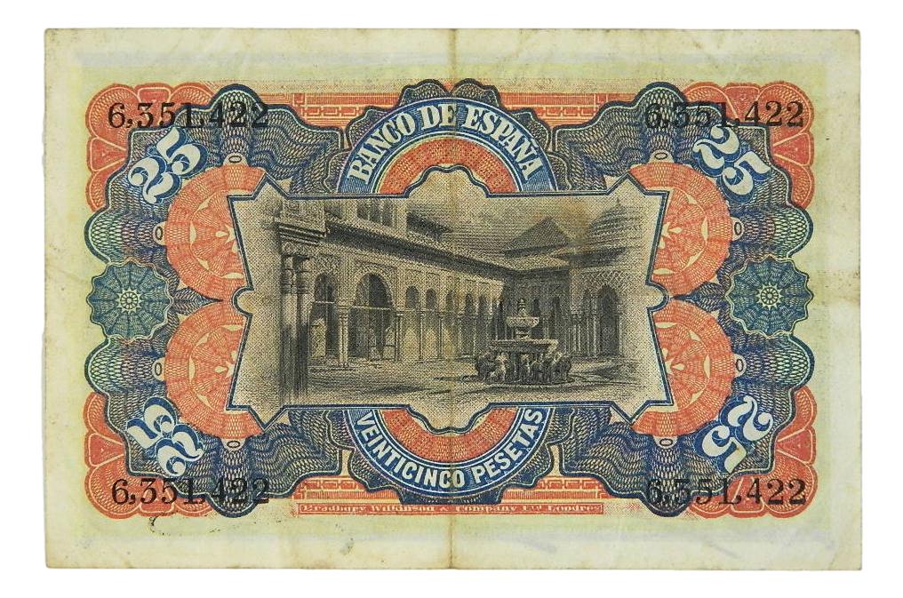 1907 - ESPAÑA - BILLETE - 25 PESETAS - MADRID - MBC