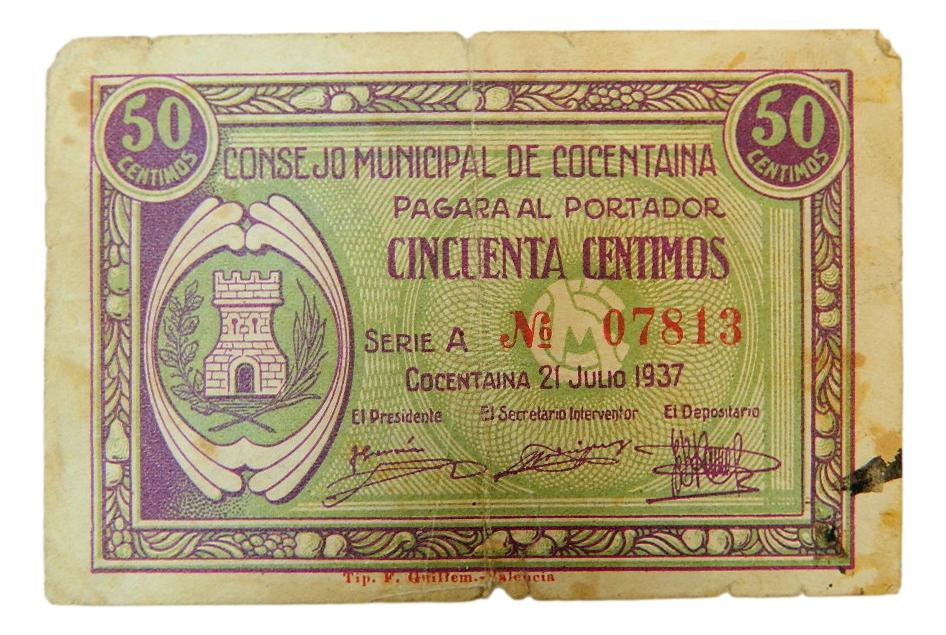 COCENTAINA - BILLETE - 50 CENTIMOS - AGB 546 B - RC