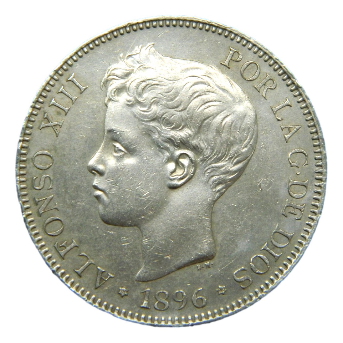 1896 *18-96 - ALFONSO XIII - 5 PESETAS - PGV - EBC-