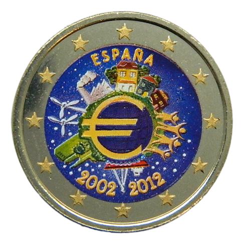 2012 - ESPAÑA - 2 EURO - X. ANIVERSARIO - COLOR 2