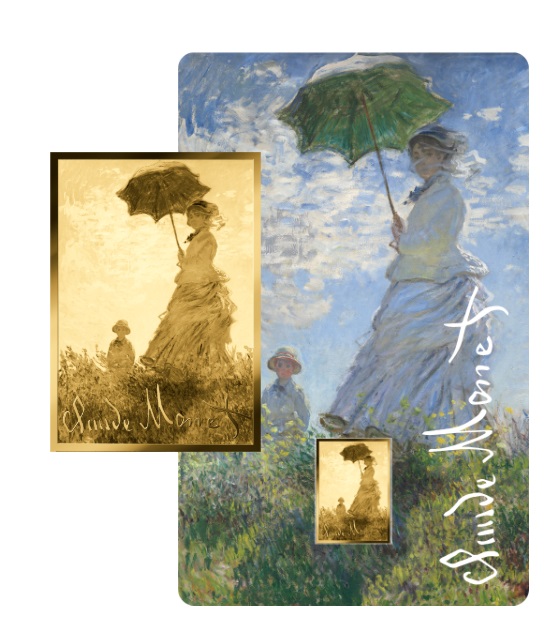 EL PASEO - CLAUDE MONET -  MONEDA DE ORO FINO - 1/1000 OZ - 3000 FRANCS CFA - TCHAD - COINCARD
