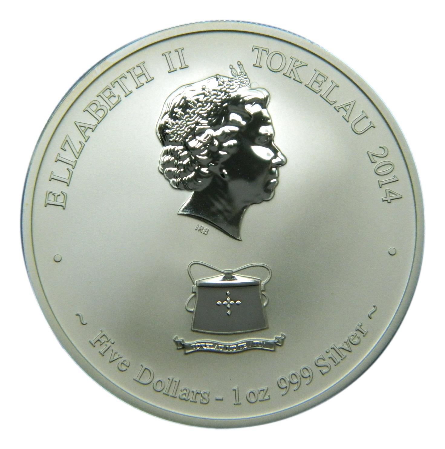 2014 - TOKELAU - 5 DOLLARS - ONZA PLATA 999 - PEGASO