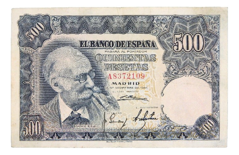 1951 - ESPAÑA - BILLETE - 500 PESETAS - MARIANO BENLLIURE - CON SERIE - BC