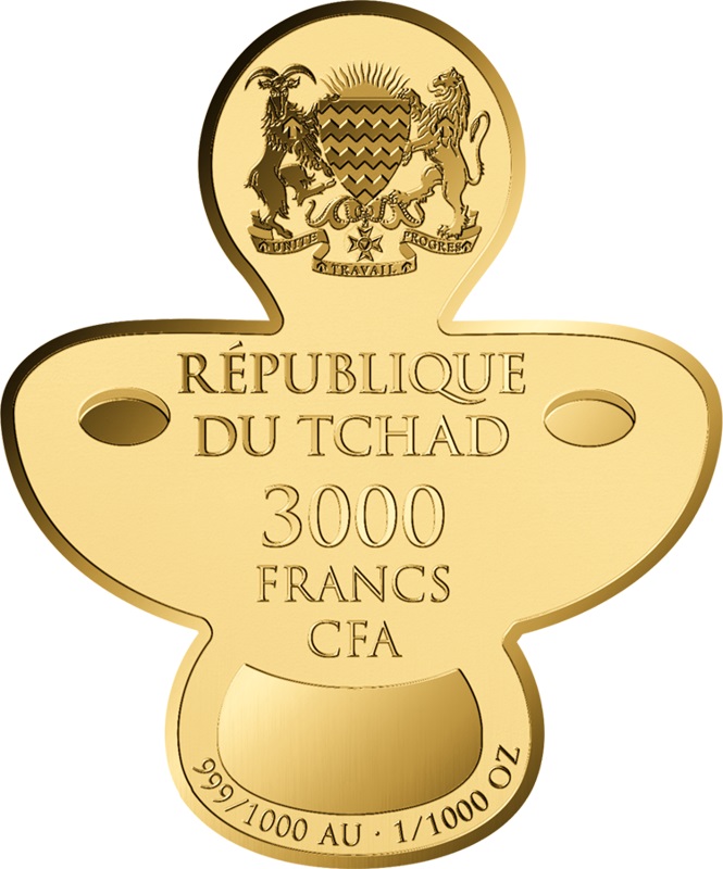 CHUPETE - MONEDA DE ORO FINO - 1/1000 OZ - 3000 FRANCS CFA - TCHAD - ESTUCHE