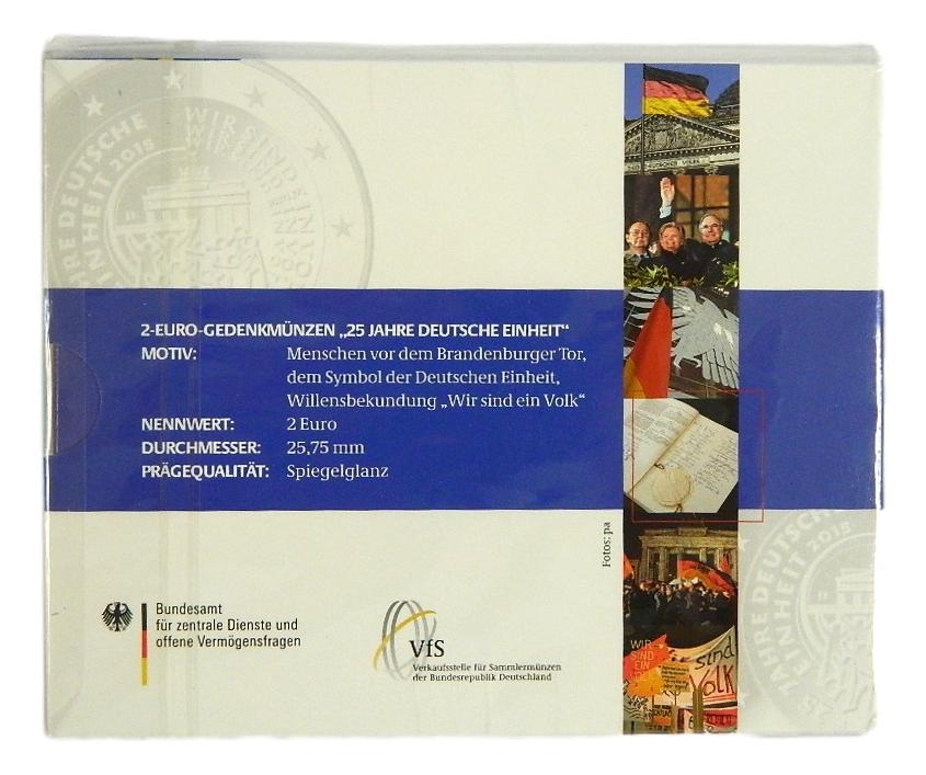 2015 - ALEMANIA - 2 EUROS - REUNIFICACION - 5 CECAS - CARTERA PROOF