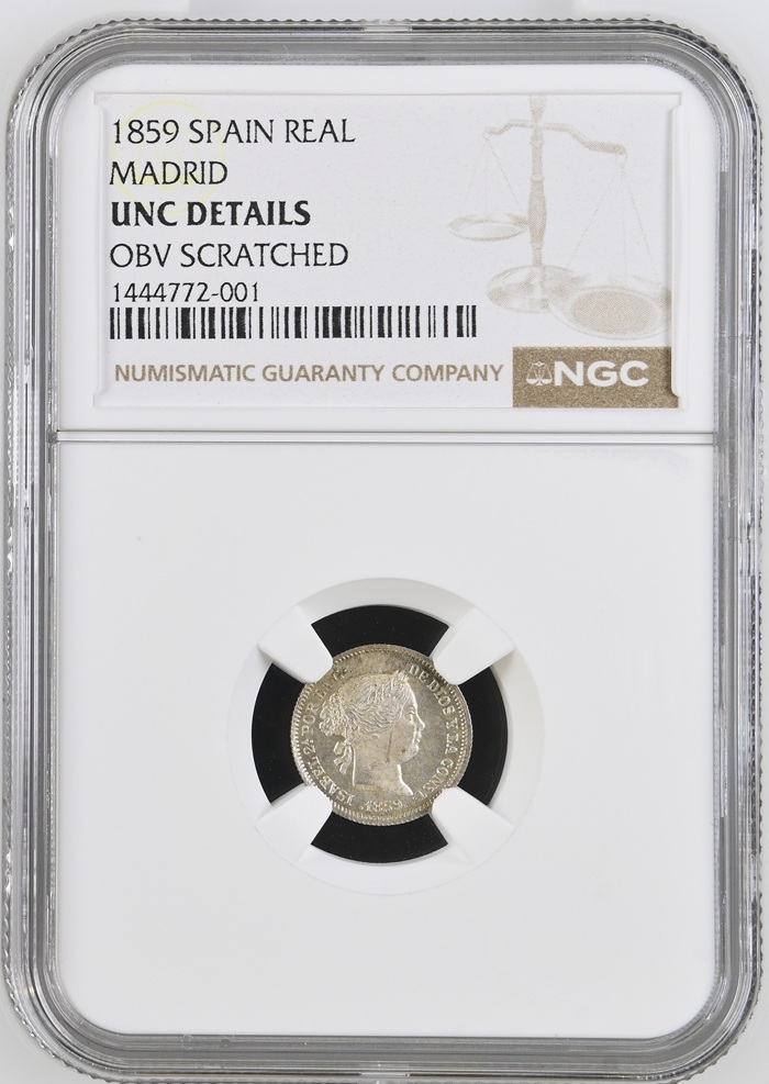 1859 - ISABEL II - REAL - MADRID - NGC UNC DETAILS