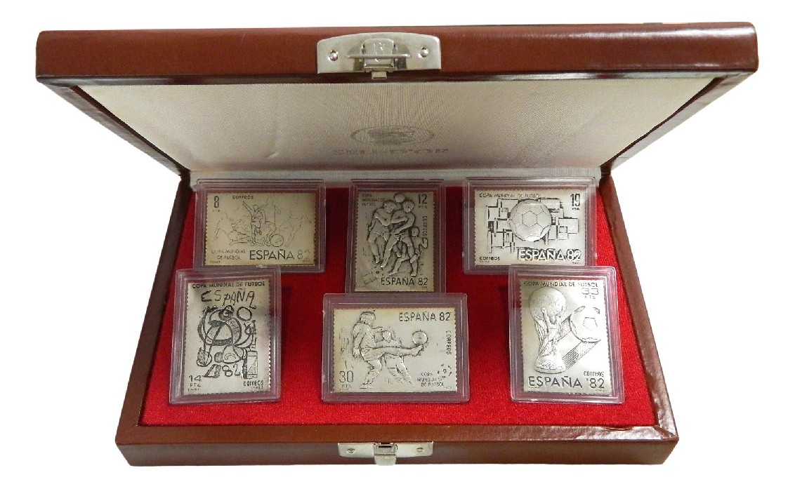 COLECCION 6 SELLOS EN PLATA - MUNDIAL FUTBOL 82