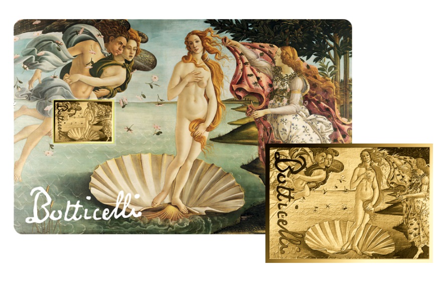 VENUS - BOTTICELLI - MONEDA DE ORO FINO - 1/1000 OZ - 3000 FRANCS CFA - TCHAD - COINCARD