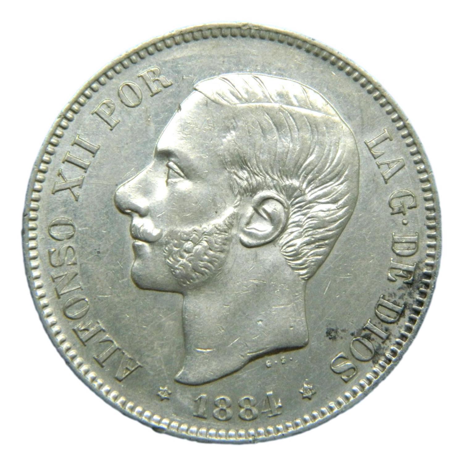 1884 *18-84 - ALFONSO XII - 5 PESETAS - EBC - S10/340