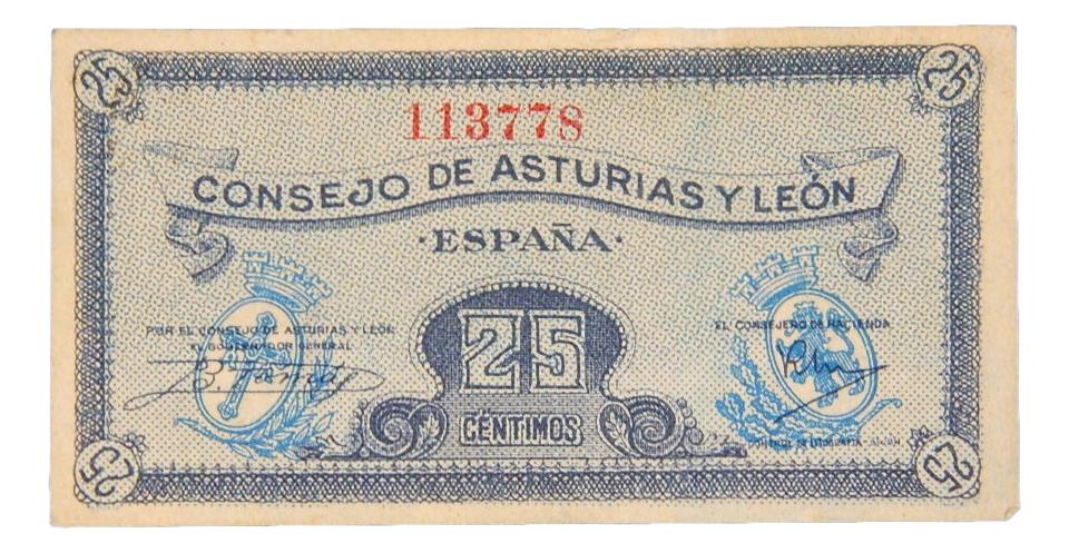 ASTURIAS Y LEON - BILLETE - 25 CENTIMOS - GUERRA CIVIL - MBC