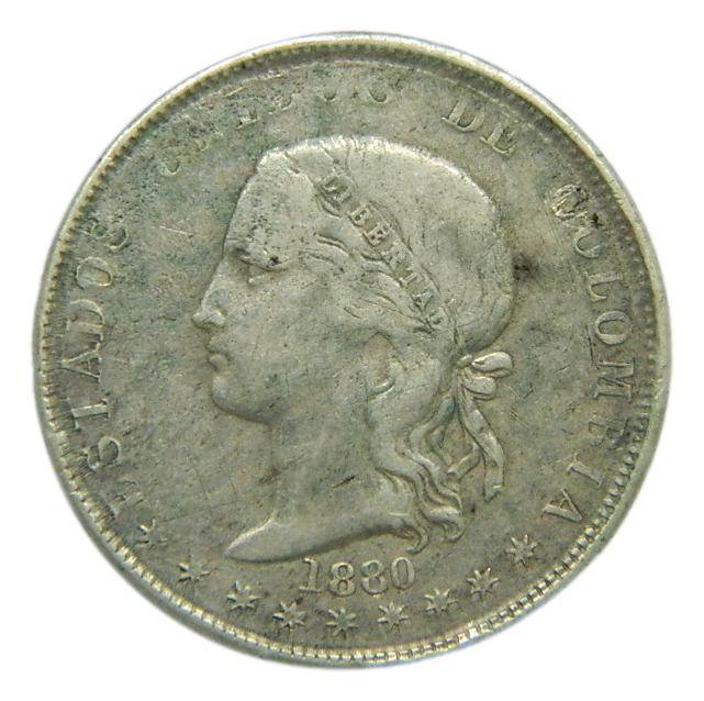 1880 - COLOMBIA - 5 DECIMOS - MEDELLIN - PLATA