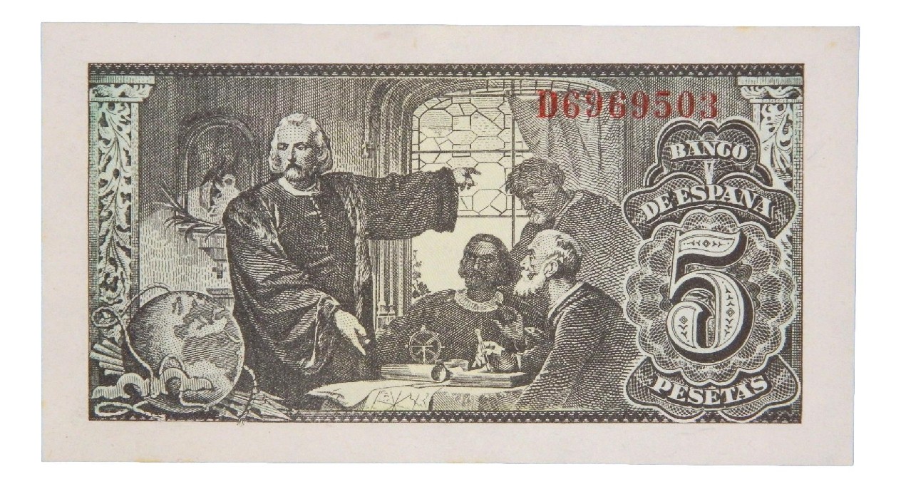 1943 - ESPAÑA - BILLETE - 5 PESETAS - ISABEL LA CATOLICA - SC