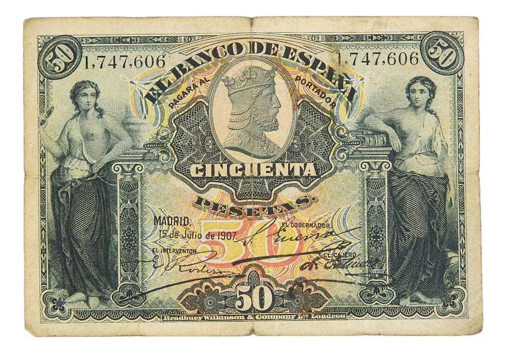 1907 - ESPAÑA - BILLETE - 50 PESETAS - 15 JULIO - BC-