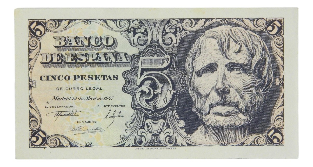 1947 - ESPAÑA - BILLETE - 5 PESETAS - SENECA - MBC