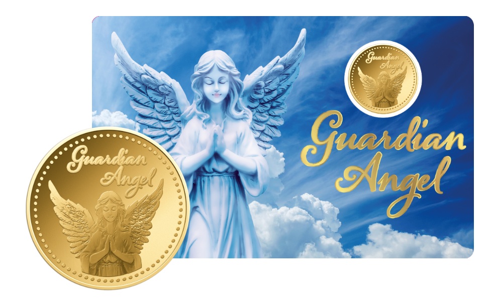 ANGEL GUARDIAN AZUL - MONEDA DE ORO 999/1000 - 3000 FRANCS CFA - COINCARD