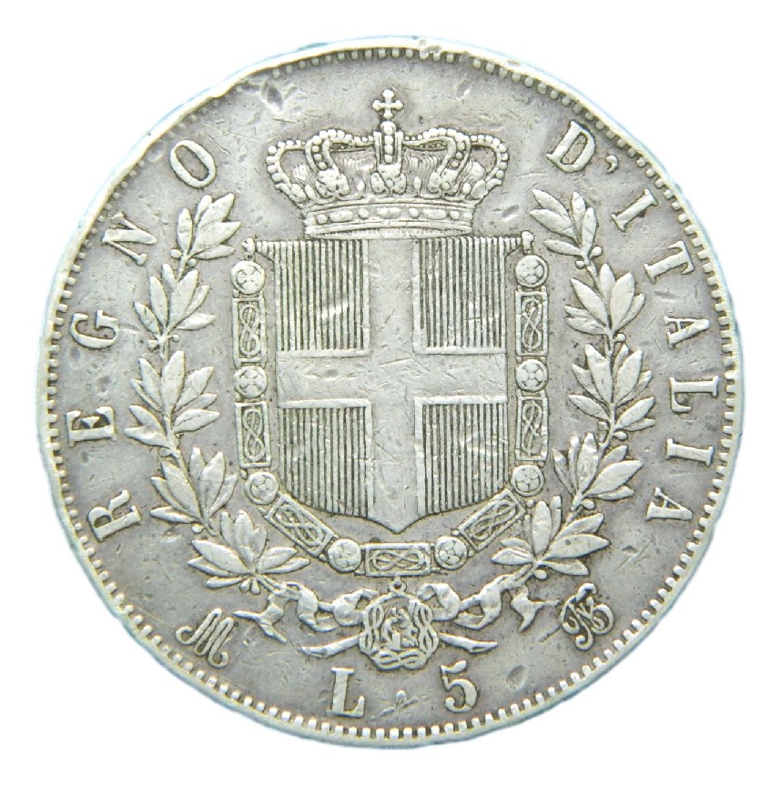 1872 - ITALIA - 5 LIRE - VITTORIO EMANUELE II - PLATA