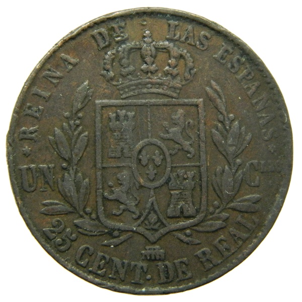 1860 - ISABEL II - 25 CENTIMOS DE REAL - SEGOVIA - S13/757 - MBC-