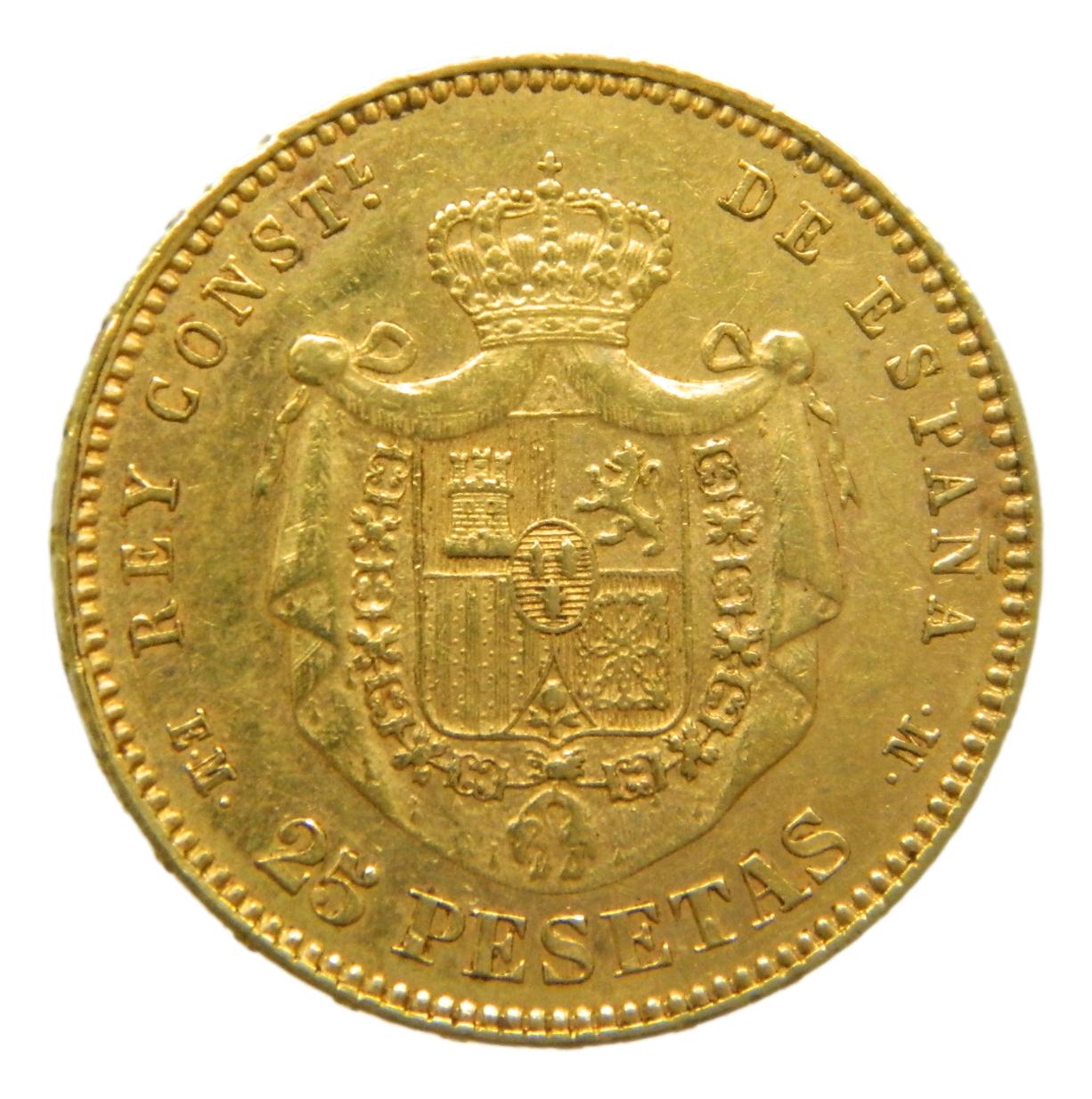 1878 *18-78 - ALFONSO XII - 25 PESETAS - EMM - ORO - EBC