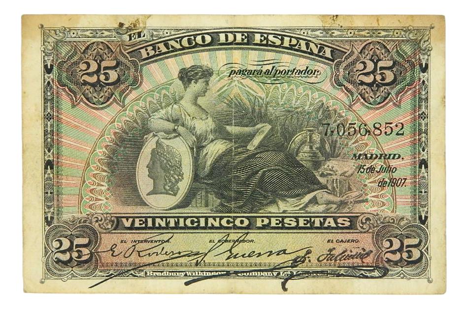 1907 - ESPAÑA - BILLETE - 25 PESETAS - MADRID - BC