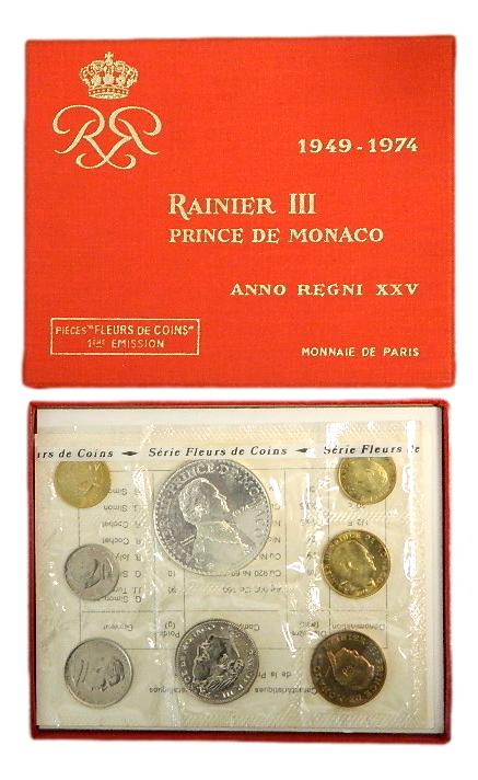 1974 - MONACO - SERIE 7 MONEDAS - FRANCS - RAINIER III