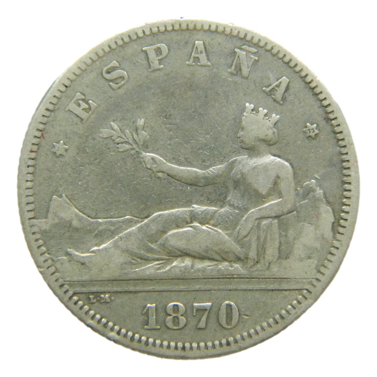 1870 *73 - GOBIERNO PROVISIONAL - 2 PESETAS - DEM - BC