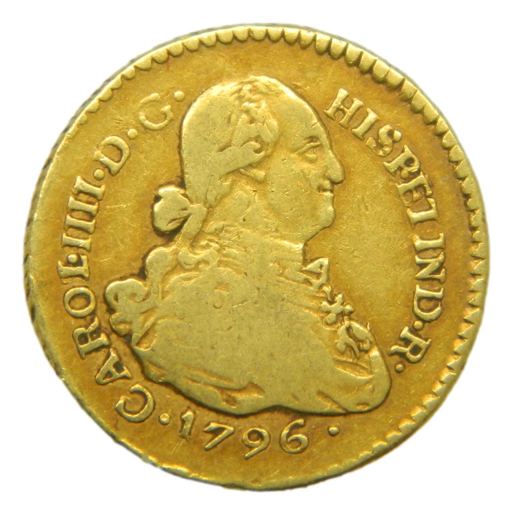 1796 JF - CARLOS IV - 1 ESCUDO - POPAYAN - MBC