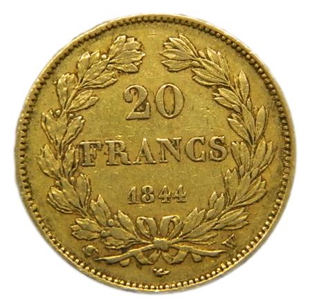 1844 - FRANCIA - 20 FRANCS - LOUIS PHILLIPPE I - ORO
