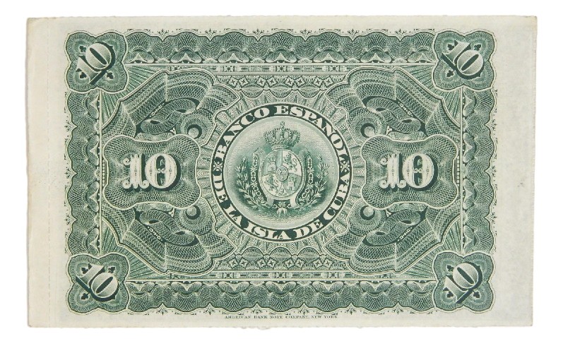 1896 - CUBA - BILLETE - 10 PESOS - SIN SELLO PLATA - EBC