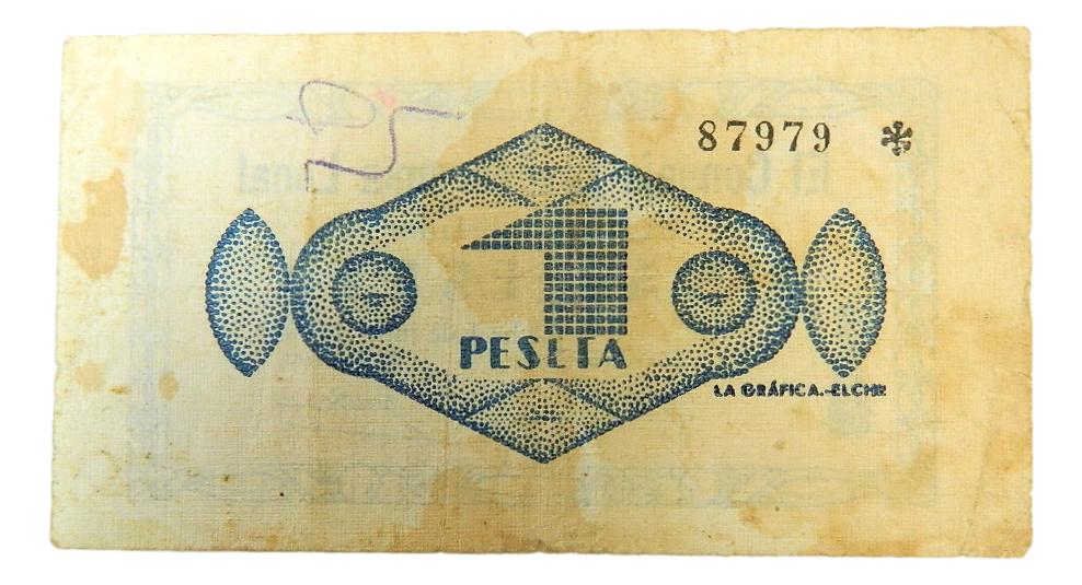 ELCHE - BILLETE - 1 PESETA - 1 JULIO 1937 - AGB 600 C